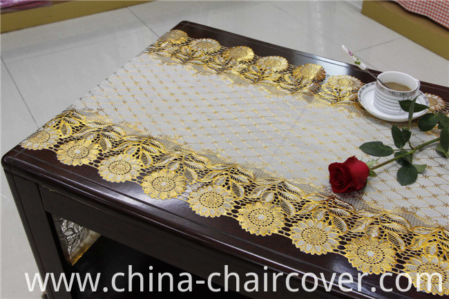 50cm Width Long Lace Gold PVC Vinyl Tablecloth Runner